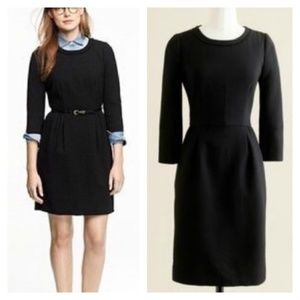 J. CREW Teddie Black Wool Career Dress 3/4 Sleeve